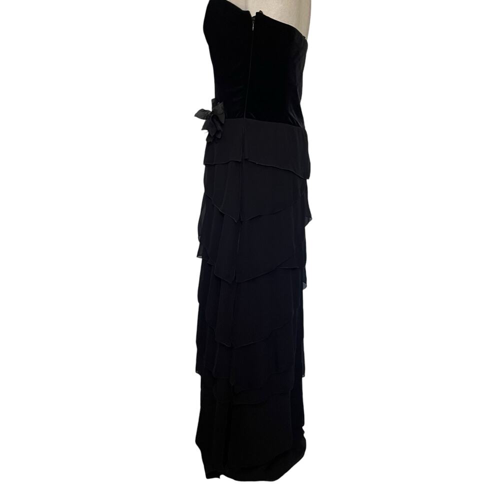 Xscape Joanna Chen Velvet Chiffon Strapless Dress 12 Prom Glam Goth Drop Waist - Picture 14 of 16